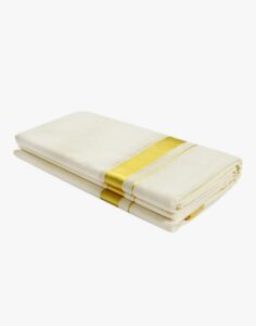 Men's Kasavu Kerala Double Mundu Dhoti (cream, Free Size) 