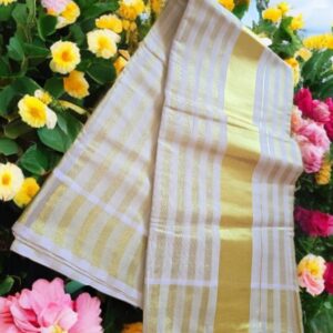Kerala Tissue line Kasavu Saree
