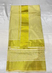 Women's Kerala Kasavu Golden Tissue Plain Saree
