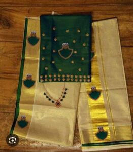 Palakka  design tissue set mundu