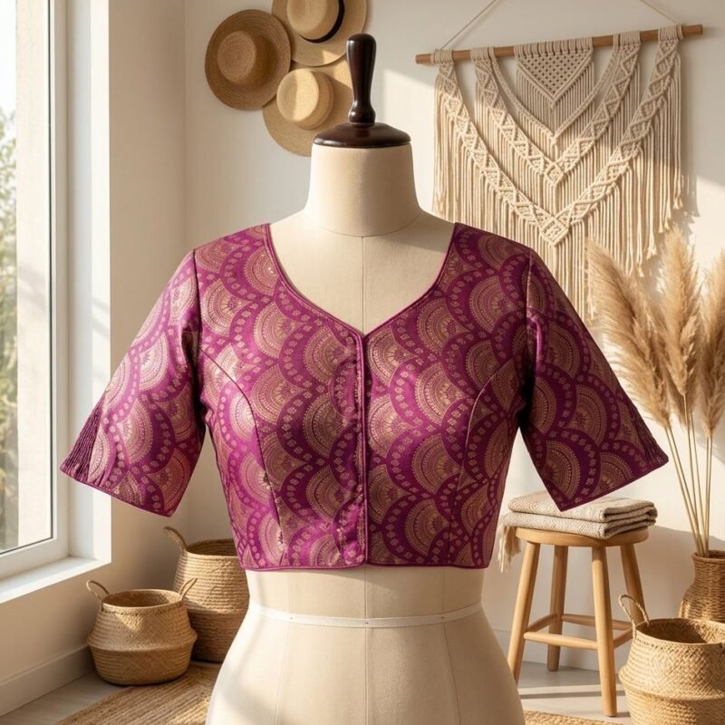 A beauty of weaving work all over with stretchable technology inside blouse