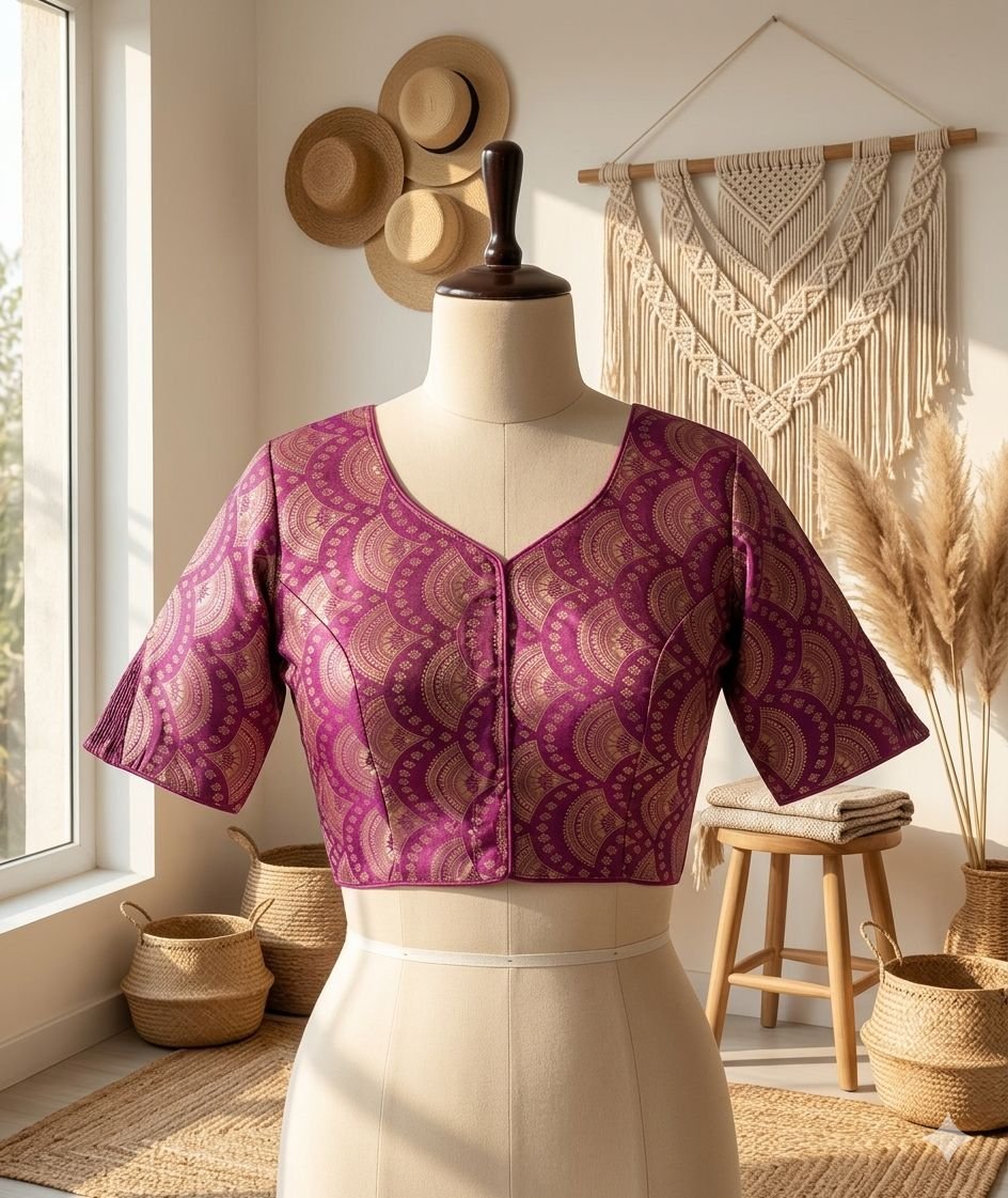 A beauty of weaving work all over with stretchable technology inside blouse